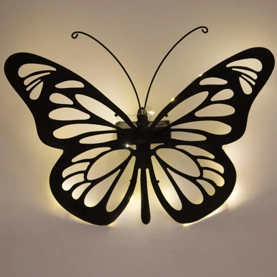 Anna's Collection Solar wandlamp - vlinder - 25 x 35 cm - metaal Online