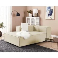 Beliani APRICA - Chaise longue - Beige - Rechterzijde - Linnen Best