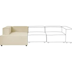 Beliani APRICA - Chaise longue - Beige - Rechterzijde - Linnen Best