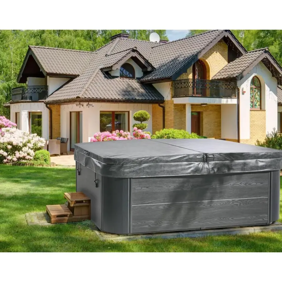 Beliani ARCELIA - Whirlpool buitenbad - Grijs - 215 x 180 cm - Acryl Best