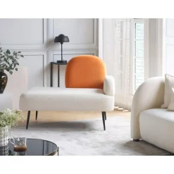 Beliani ARCEY - Chaise longue - Wit/Oranje - Fluweel Best