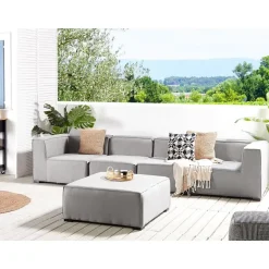 Beliani AREZZO - Tuinbank voor 4 - Lichtgrijs - Polyester Clearance