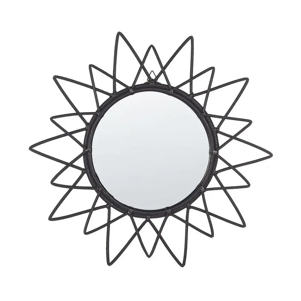 Beliani AROEK - Wandspiegel - Zwart - Rotan