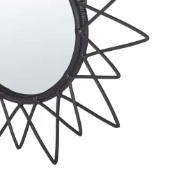 Beliani AROEK - Wandspiegel - Zwart - Rotan