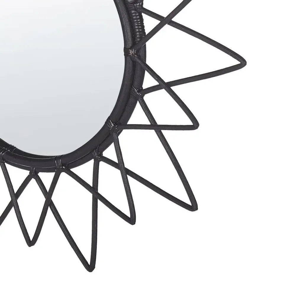 Beliani AROEK - Wandspiegel - Zwart - Rotan