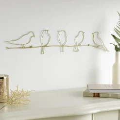 Art for the Home Metal Art Vogels op draad goud 60x12,5cm Outlet