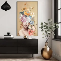 Reinders Art Frame Vrouw met bloemen - 118 x 70cm - Goudkleurig