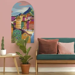 Art for the Home Art voor de Home Canvas Boogvormig Kleuren aan de Italiaanse Kust Best