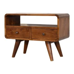 Artisan Furniture Solid hout Kastanje Gebogen TV meubel Sale