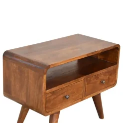 Artisan Furniture Solid hout Kastanje Gebogen TV meubel Sale