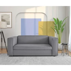 Dorel Home Asmund - Slaapbank 2-zits in grijze linnenoptik Best