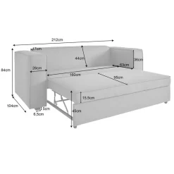 Dorel Home Asmund - Slaapbank 2-zits in antraciet linnenoptik Online