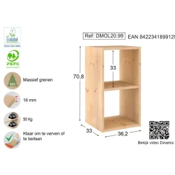 Astigarraga Dinamic Vakkenkast open - 2 vakken - PEFC grenen - 71x36cm Best