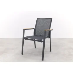 Van der Garde Tuinmeubelen - Premium Atmos stapelbare tuinstoel - Antraciet/Teak New
