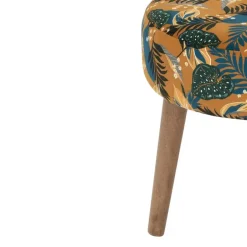 Atmosphera Bijzet kruk Jungle - okergeel - hout - 38 x 40 cm Clearance