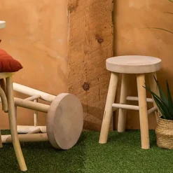 Atmosphera Bijzet krukje - lichtbruin - hout - D28 x H41 cm Sale