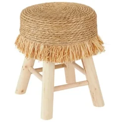 Atmosphera Bijzet krukje model Yucatan - beige - H40 cm Sale