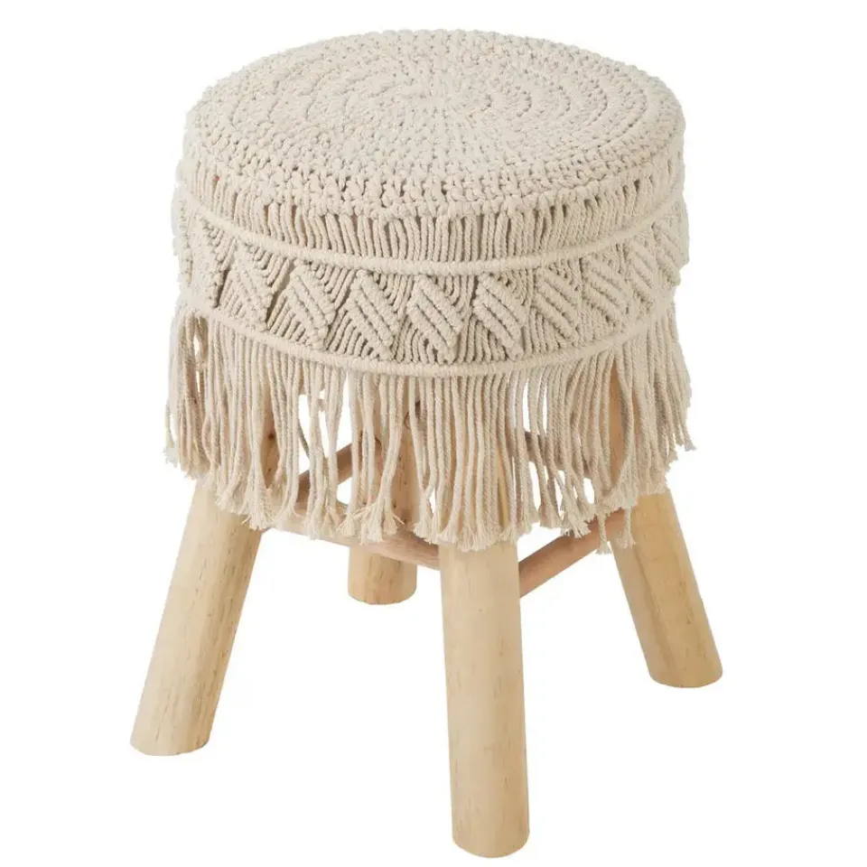 Atmosphera Bijzet krukje model Macrame - naturel - H42 cm Sale