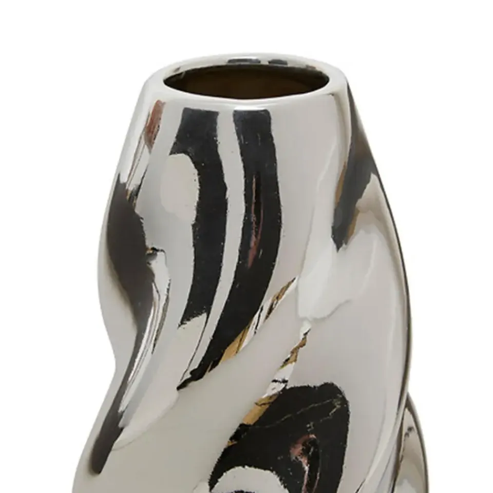 Atmosphera Bloemenvaas Silver Sky - zilver - keramiek - H21 cm Discount