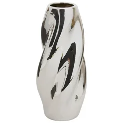 Atmosphera Bloemenvaas Silver Sky - zilver - keramiek - H28 cm