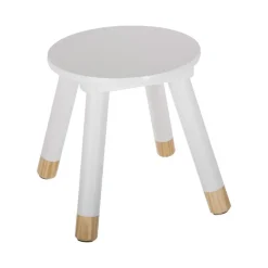 Atmosphera Kinder bijzet krukje - ivoor wit - hout - D24 x H27 cm Best