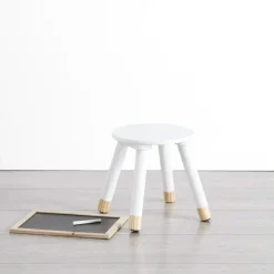 Atmosphera Kinder bijzet krukje - ivoor wit - hout - D24 x H27 cm Best