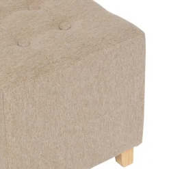 Atmosphera krukje/poef - hout/stof - beige - D35 x H35 cm