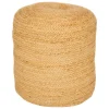 Atmosphera Poef om te zitten - hout/stof - jute/beige - 40 x 40 cm Outlet