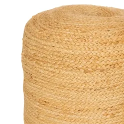 Atmosphera Poef om te zitten - hout/stof - jute/beige - 40 x 40 cm Outlet