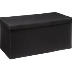 Atmosphera Poef/hocker - opbergbox - zwart - PU/MDF - 31 x 31 cm Best