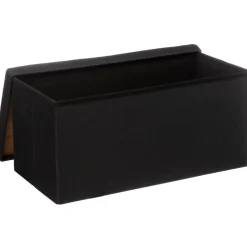 Atmosphera Poef/hocker - opbergbox - zwart - PU/MDF - 31 x 31 cm Best