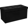 Atmosphera Poef/hocker - opbergbox - zwart - PU/MDF - 76 x 38 cm Discount