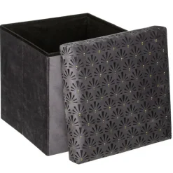 Atmosphera Storage Poef/hocker - Opvouwbaar - Donkergrijs - 38x38 cm Outlet