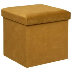 Atmosphera Storage Poef/Hocker - Opvouwbaar - Okergeel - 38x38 cm New
