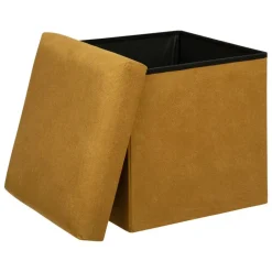 Atmosphera Storage Poef/Hocker - Opvouwbaar - Okergeel - 38x38 cm New