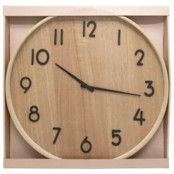 Atmosphera Wandklok/muur klok - Woody - Dia 55 cm - hout - beige New