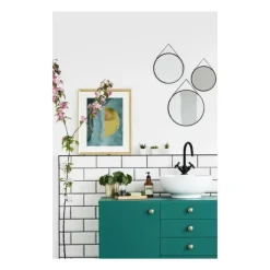 Atmosphera Wandspiegel set - 3 st - rond - zwart - metaal Online