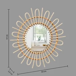 Atmosphera Wandspiegel Sun - Boho/ibiza stijl - rotan - 50 cm New