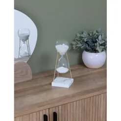 Atmosphera Zandloper - decoratie/tijd - 15 minuten - wit zand Discount