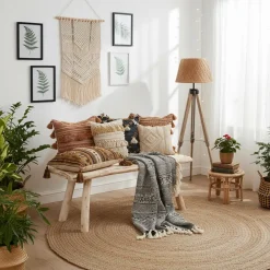 Atmosphera zit krukje/bijzet bankje - hout - 70 x 26 x 31 cm Clearance