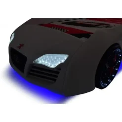 Merkloos Autobed - Racebed - Met LED en sounds - V8 Sport - 239x127x72 cm - Wit New
