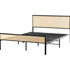 Beliani AVANTON - Tweepersoonsbed - Zwart - 140 x 200 cm - PE rotan Outlet