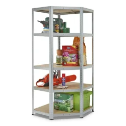 Erro Avasco Stellingkast - Zilver - Opbergrek met hoek metaal - 176x75x40cm Discount