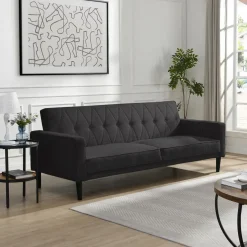 Dorel Home Avon - Slaapbank 3-zits in antraciet ribstof Clearance