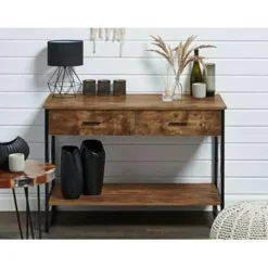 Beliani AYDEN - Consoletafel - Donkere houtkleur - MDF New