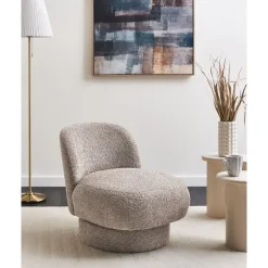 Beliani AYLO - Fauteuil - Taupe - Bouclé Discount