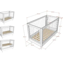 Vipack Babybed Forrest 60 x 120cm - verstelbaar - wit beukenhout