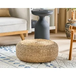 Beliani BACKAN - Poef - Natuurlijk - 50 cm - Waterhyacint Online