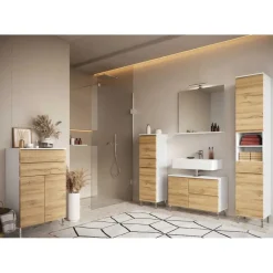 Germania Badkamerkast Torres 60cm met 2 deuren & 2 lades - eikdecor/wit Online