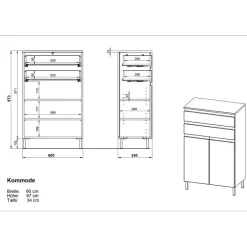 Germania Badkamerkast Torres 60cm met 2 deuren & 2 lades - eikdecor/wit Online